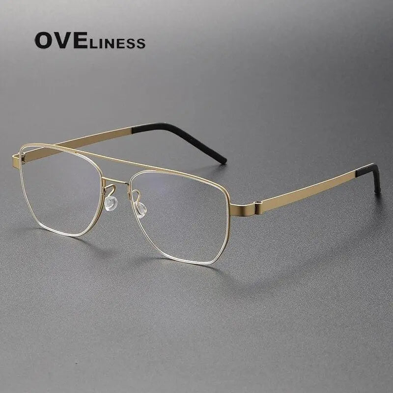 Unisex Square Full Rim Titanium Double Bridge Prescription Glasses 9622 — view 2 | Rx Spectacle