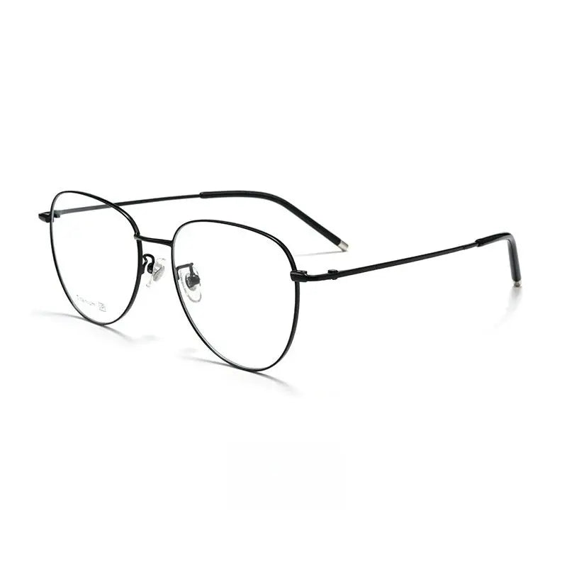 Unisex Oval Full Rim Titanium Flat Top Prescription Glasses 68201 — view 5 | Rx Spectacle