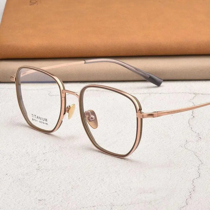 Unisex Square Full Rim Titanium Prescription Glasses Bv7011b — view 4 | Rx Spectacle