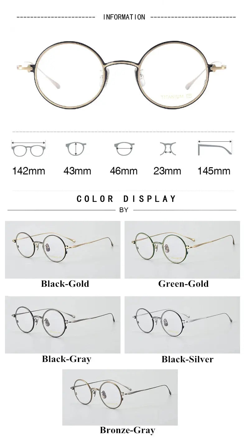 Unisex Round Full Rim Titanium Prescription Glasses 634142 — view 2 | Rx Spectacle