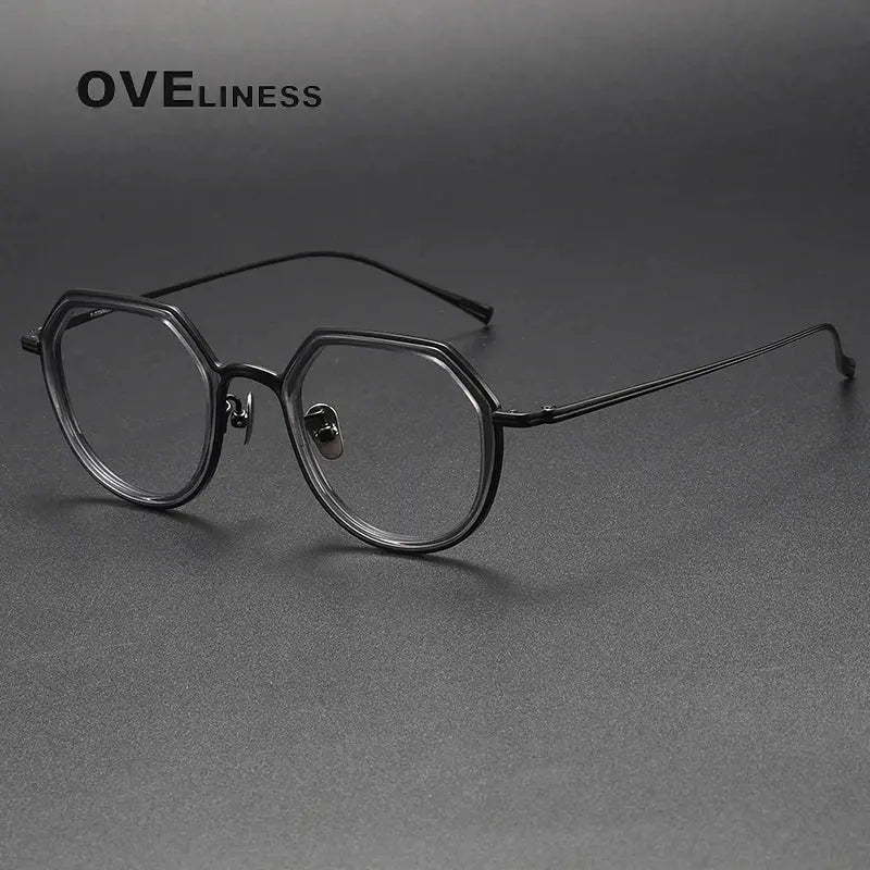 Unisex Polygon Full Rim Titanium Prescription Glasses U136 — view 10 | Rx Spectacle