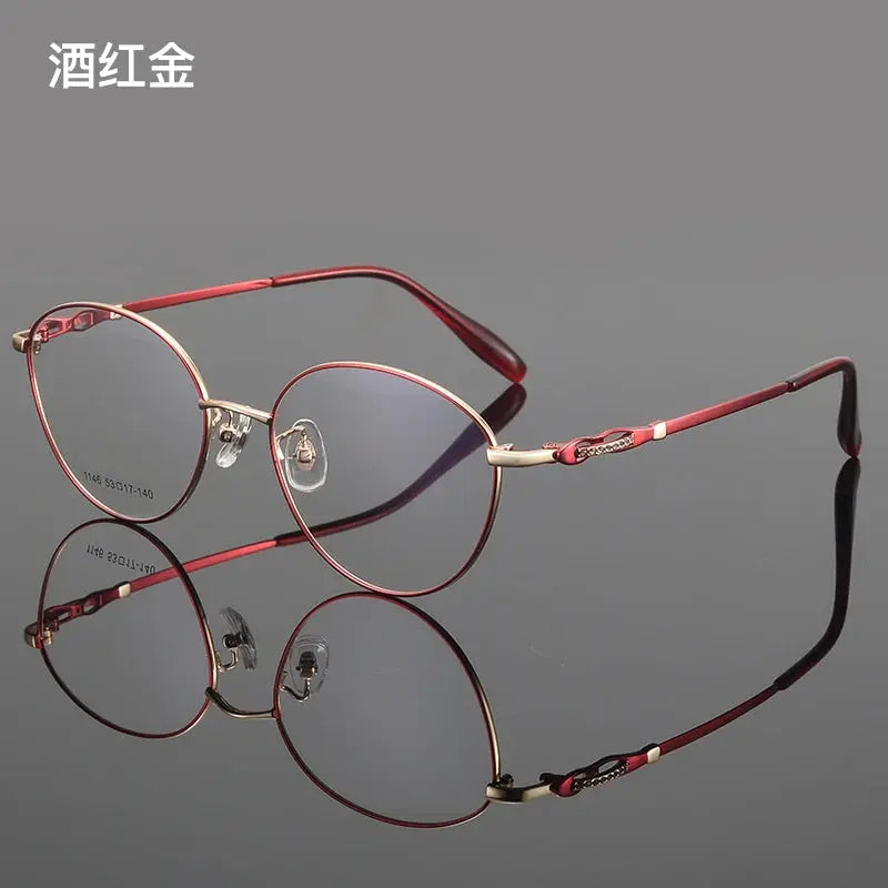 Women's Oval Full Rim Alloy Prescription Glasses 661146 — view 3 | Rx Spectacle