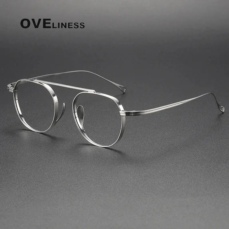 Unisex Square Full Rim Titanium Flat Top Prescription Glasses 9503 — view 8 | Rx Spectacle