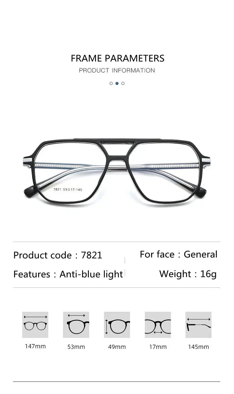 Unisex Oval Full Rim Acetate Double Bridge Prescription Glasses 7821 — view 10 | Rx Spectacle