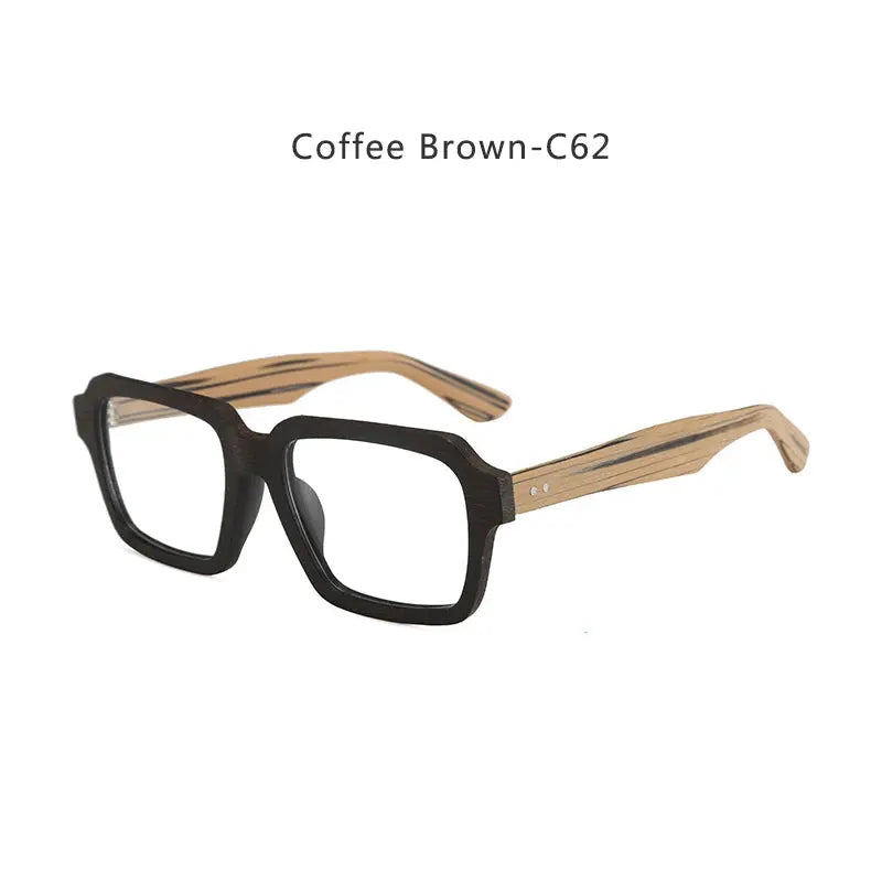 Men's Square Full Rim Wood Prescription Glasses 8184 — view 10 | Rx Spectacle