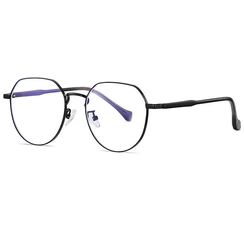 Unisex Oval Full Rim Alloy Flat Top Prescription Glasses 79219 — view 5 | Rx Spectacle