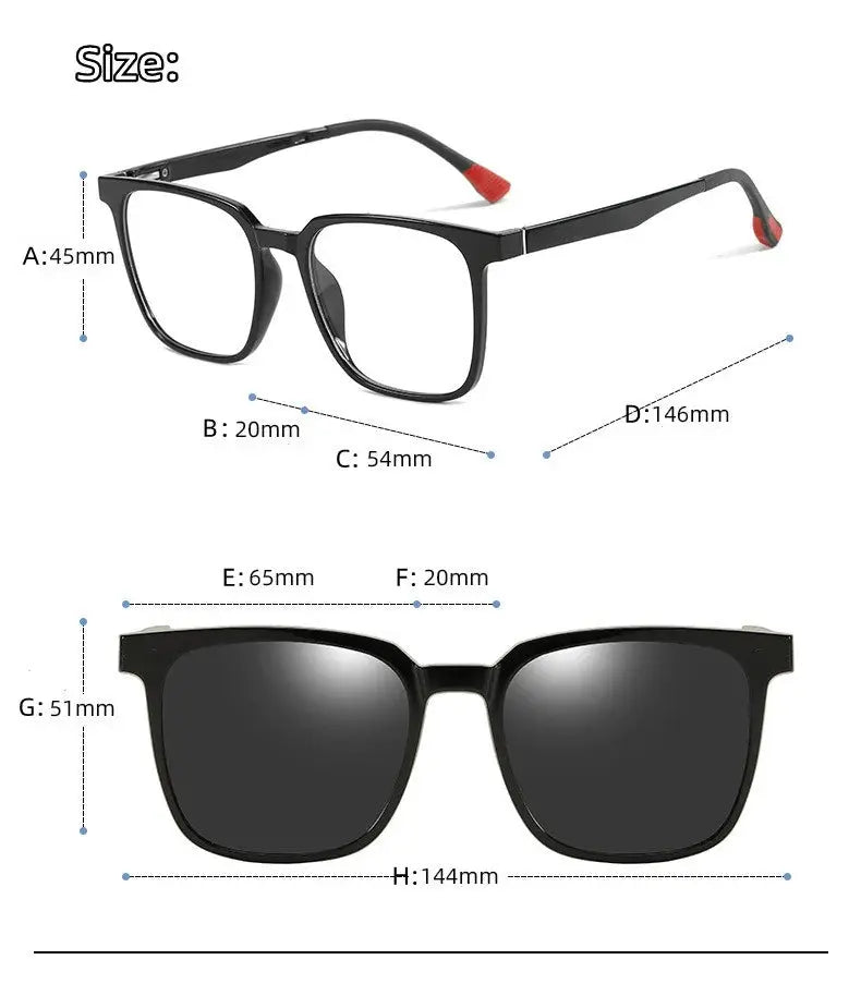 Unisex Square Full Rim Acetate Clip-On Prescription Glasses CX10 — view 7 | Rx Spectacle