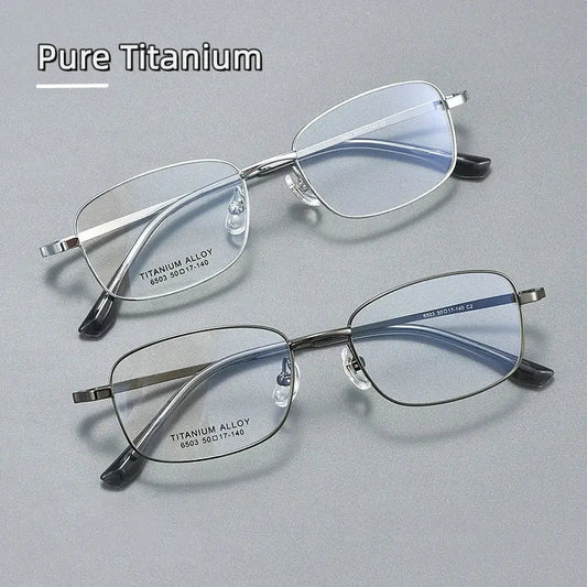 Unisex Square Full Rim Titanium Prescription Glasses 6052 — view 1 | Rx Spectacle