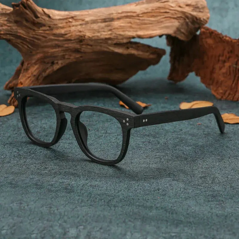 Men's Square Full Rim Wood Prescription Glasses 8182 — view 10 | Rx Spectacle