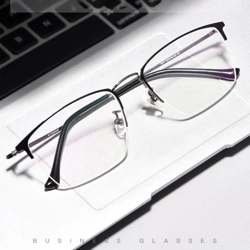 Women's Square Semi-Rimless Titanium Prescription Glasses 801700 — view 1 | Rx Spectacle