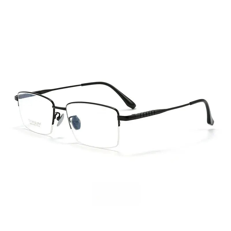 Men's Square Semi-Rimless Titanium Prescription Glasses 80813 — view 3 | Rx Spectacle