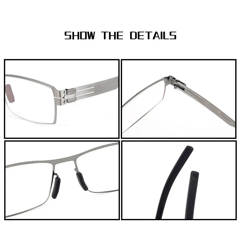 Unisex Rectangular Full Rim Stainless Steel Prescription Glasses 5085 — view 6 | Rx Spectacle