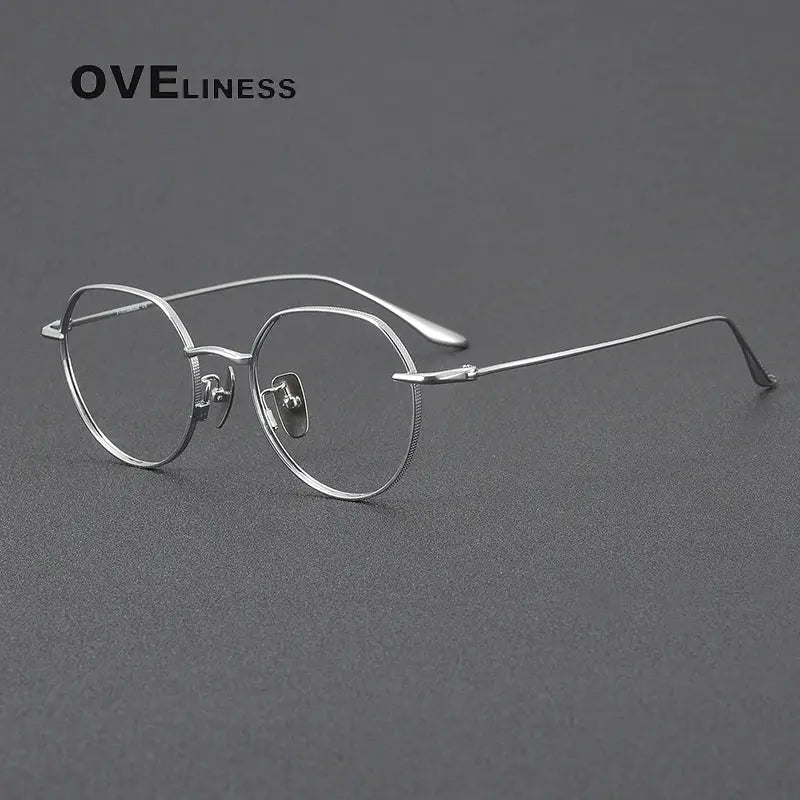Women's Oval Full Rim Titanium Flat Top Prescription Glasses 369176 — view 3 | Rx Spectacle