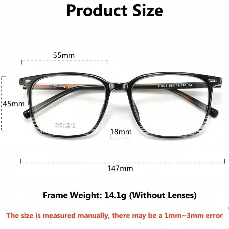 Unisex Square Full Rim TR90 Prescription Glasses 631038 — view 2 | Rx Spectacle