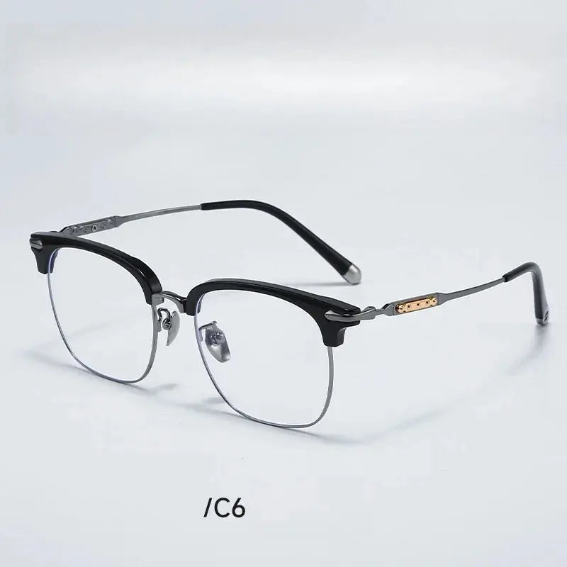 Unisex Square Full Rim Titanium Prescription Glasses 122214 — view 6 | Rx Spectacle