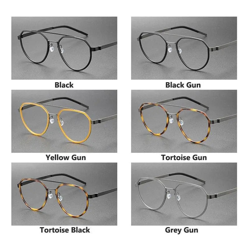 Unisex Round Full Rim Titanium Double Bridge Prescription Glasses 9745 — view 12 | Rx Spectacle