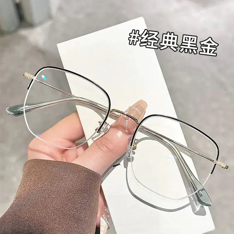Women's Square Semi-Rimless Titanium Prescription Glasses 62811 — view 5 | Rx Spectacle
