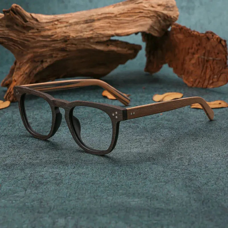 Men's Square Full Rim Wood Prescription Glasses 8182 — view 8 | Rx Spectacle