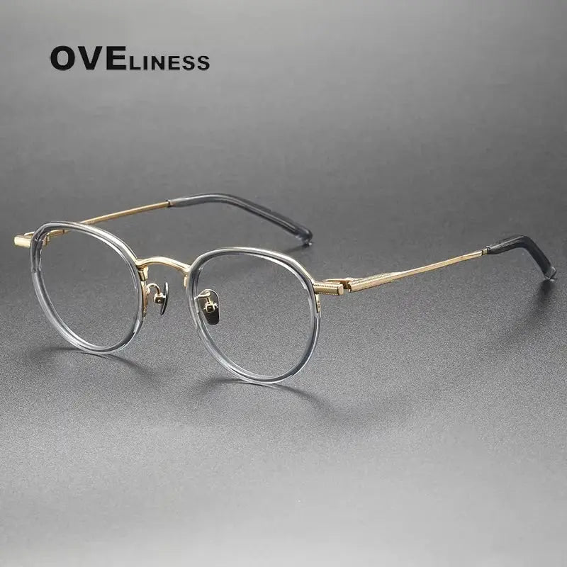 Unisex Oval Full Rim Titanium Prescription Glasses 43043 — view 5 | Rx Spectacle