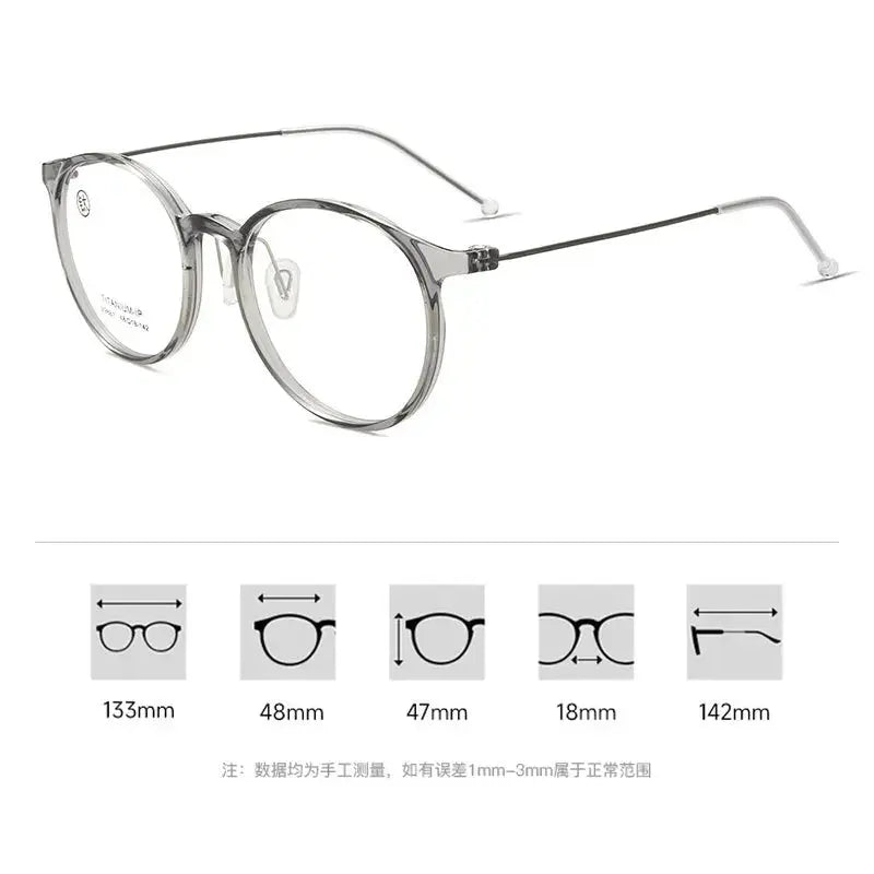 Women's Round Full Rim Titanium Prescription Glasses M9881 — view 5 | Rx Spectacle