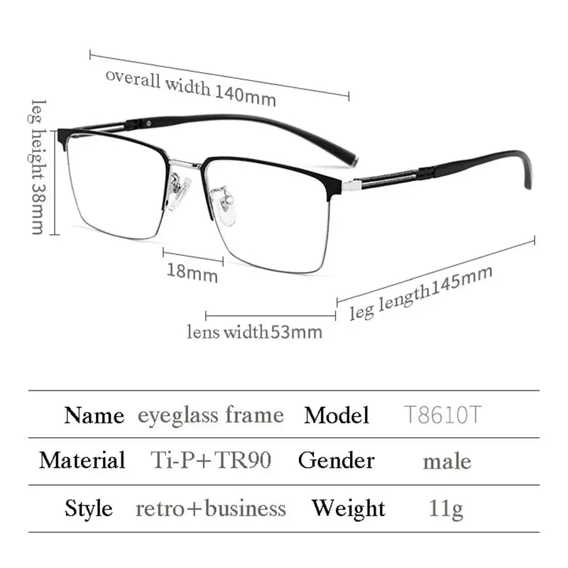 Unisex Square Semi-Rimless Titanium Prescription Glasses 486107 — view 2 | Rx Spectacle
