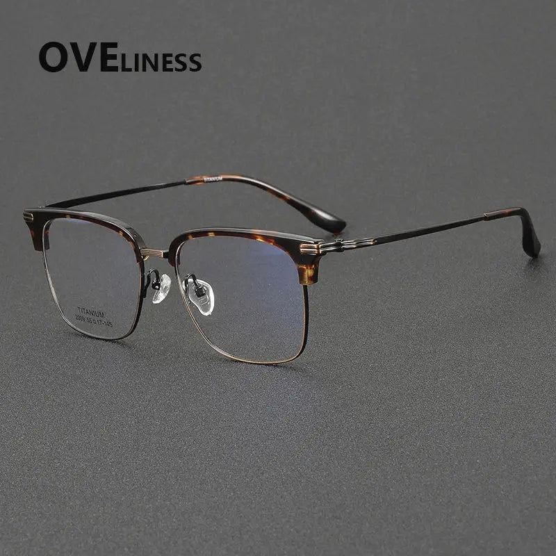 Unisex Square Full Rim Titanium Oversized Prescription Glasses 32009 — view 6 | Rx Spectacle