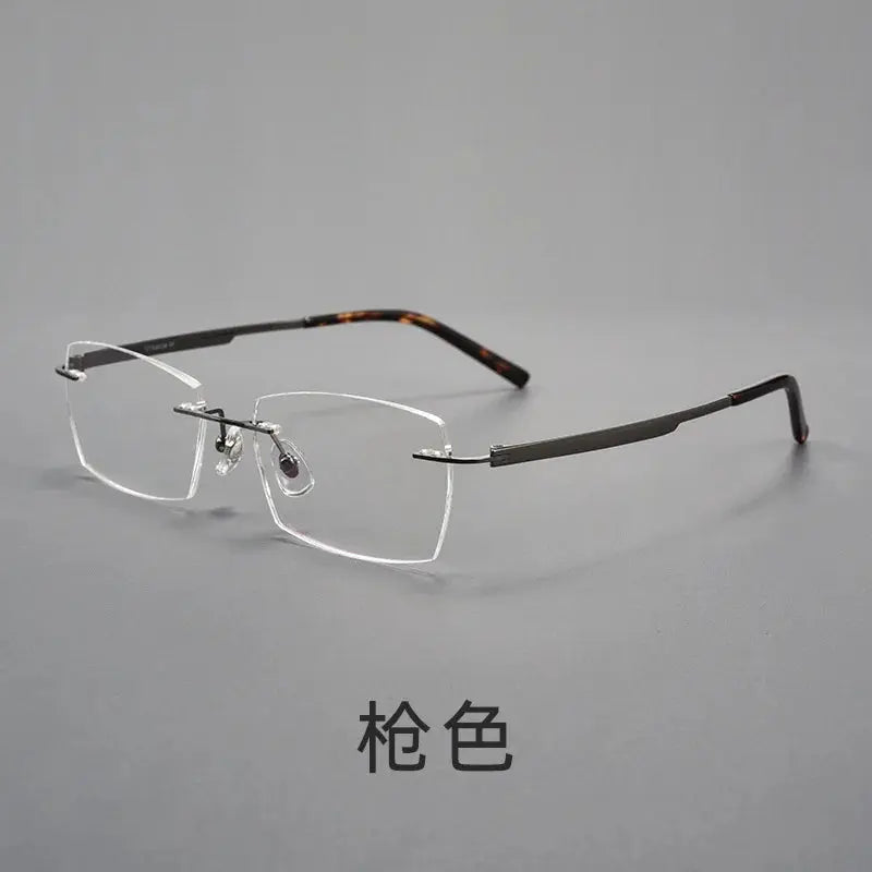 Unisex Polygon Rimless Titanium Prescription Glasses 615801 — view 4 | Rx Spectacle