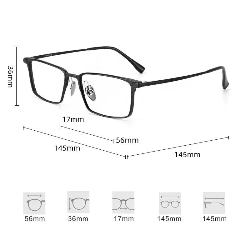 Unisex Square Full Rim Titanium Reading Glasses 628003 — view 2 | Rx Spectacle