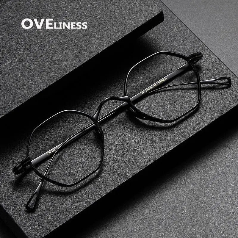 Unisex Irregular Full Rim Titanium Prescription Glasses Ol1y52 — view 10 | Rx Spectacle