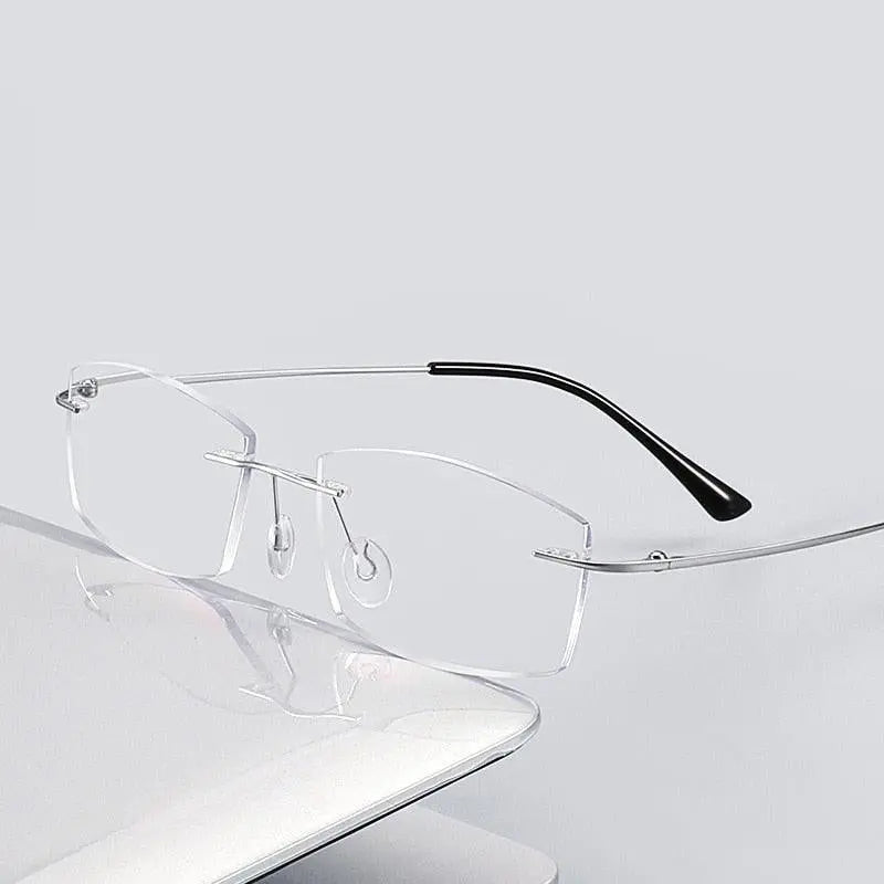 Unisex Square Rimless Titanium Reading Glasses 8161 — view 7 | Rx Spectacle