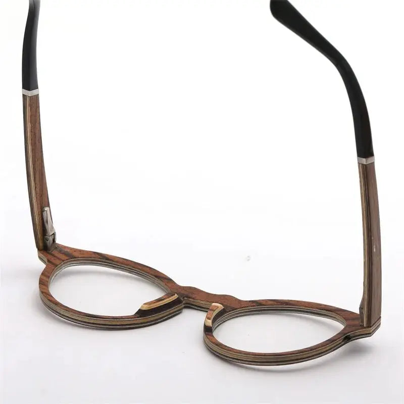 Unisex Round Full Rim Wood Prescription Glasses 5329 — view 5 | Rx Spectacle