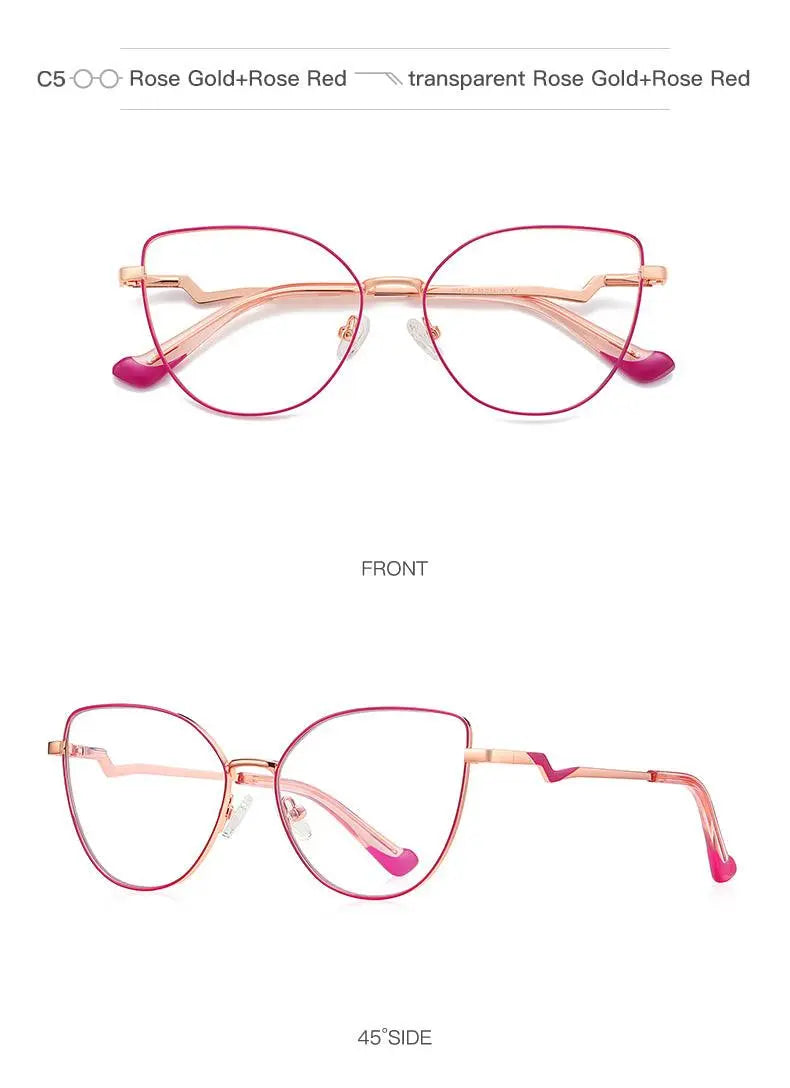 Women's Cat Eye Full Rim Alloy Prescription Glasses 3043 — view 19 | Rx Spectacle