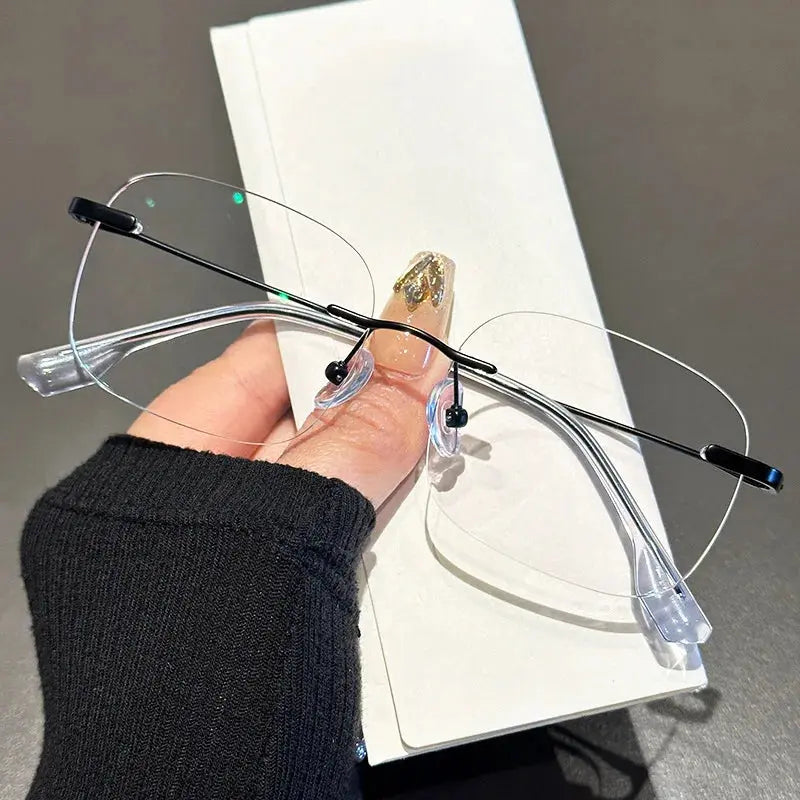 Women's Square Rimless Alloy Prescription Glasses 31315 — view 4 | Rx Spectacle