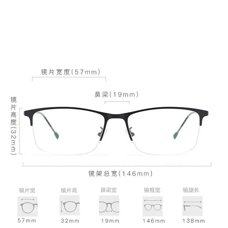 Unisex Square Semi-Rimless Alloy Prescription Glasses P8836 — view 8 | Rx Spectacle