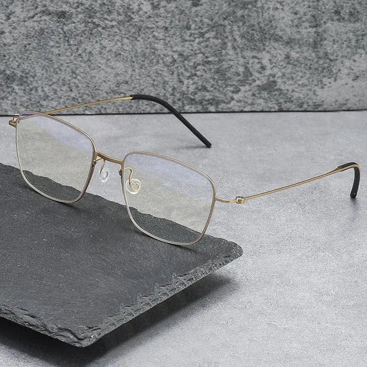 Women's Square Full Rim Titanium Screwless Prescription Glasses 45530 — view 1 | Rx Spectacle