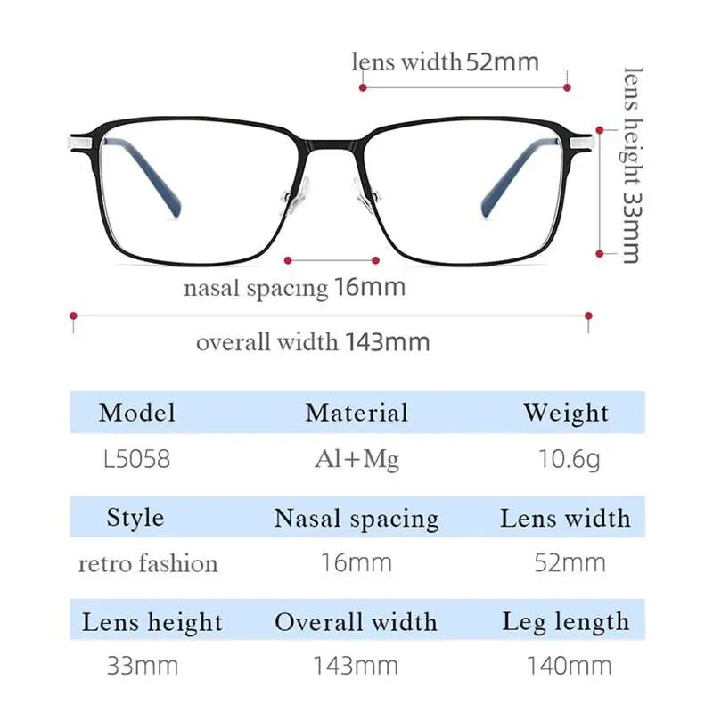 Men's Square Full Rim Titanium Prescription Glasses L5058 — view 8 | Rx Spectacle