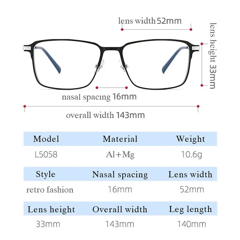 Unisex Square Full Rim Titanium Prescription Glasses 505800 — view 2 | Rx Spectacle