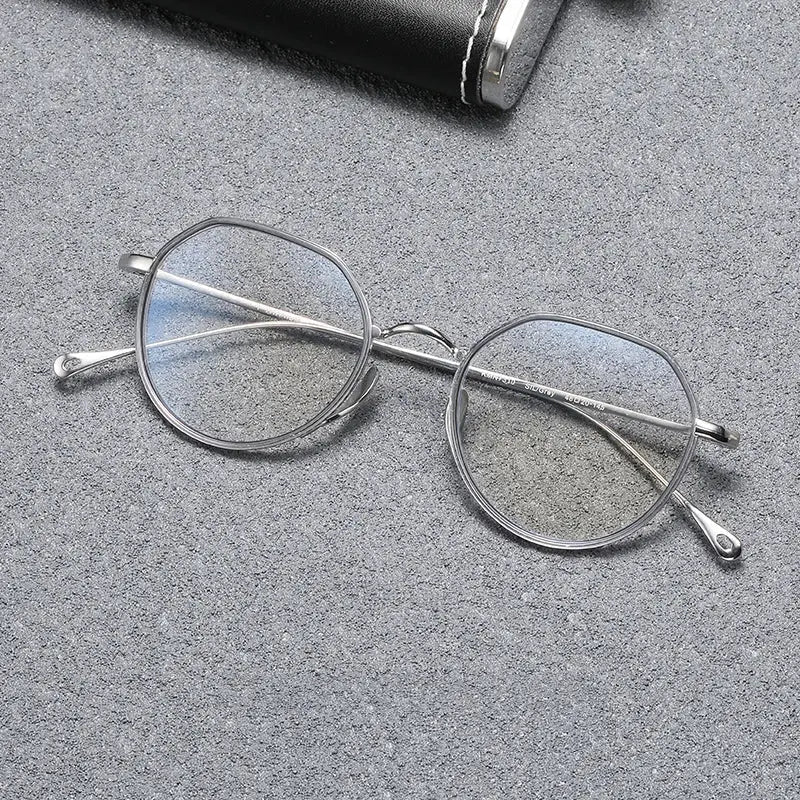 Women's Oval Full Rim Titanium Flat Top Prescription Glasses 67310 — view 5 | Rx Spectacle