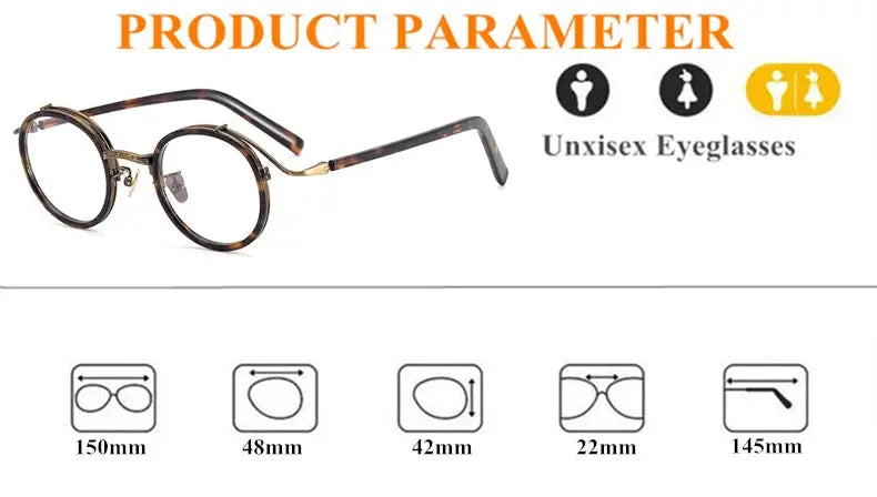Unisex Round Full Rim Titanium Oversized Prescription Glasses 982027 — view 2 | Rx Spectacle