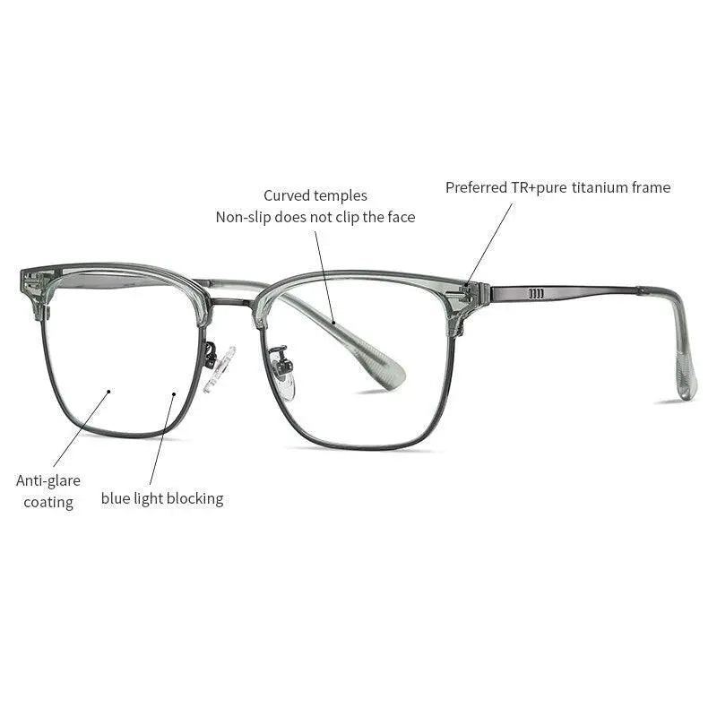 Men's Square Full Rim Titanium Prescription Glasses St6203 — view 7 | Rx Spectacle