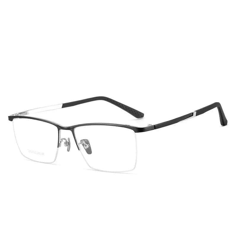Unisex Browline Semi-Rimless Titanium Prescription Glasses 78103 — view 5 | Rx Spectacle