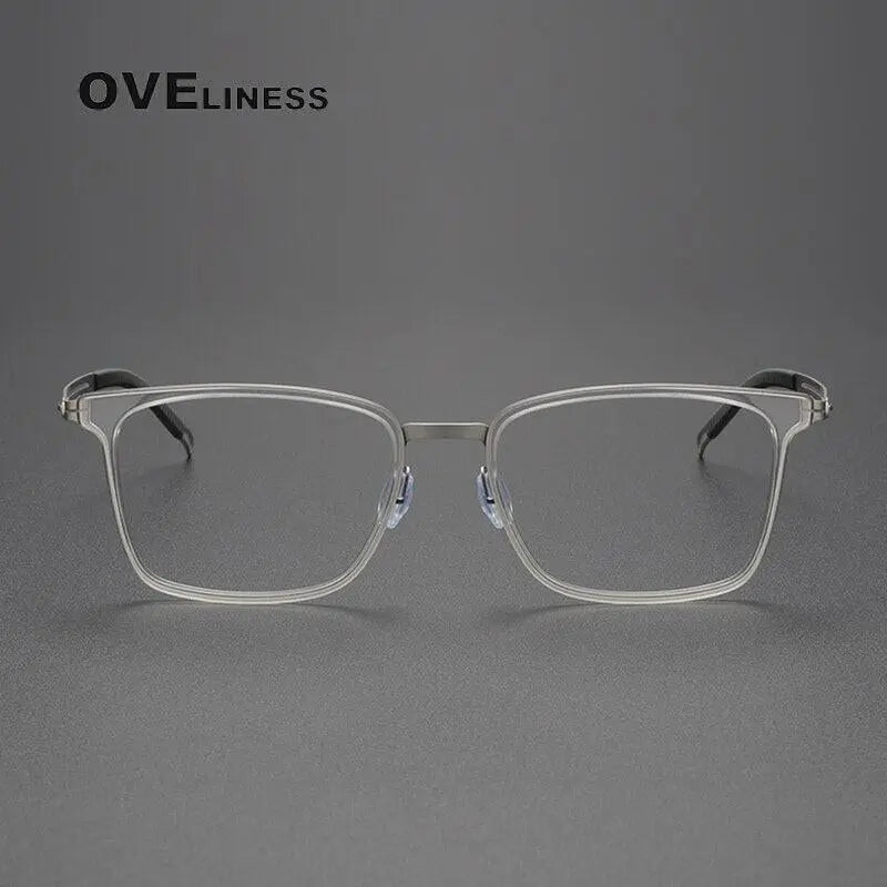 Unisex Square Full Rim Titanium Screwless Prescription Glasses 8202305 — view 8 | Rx Spectacle
