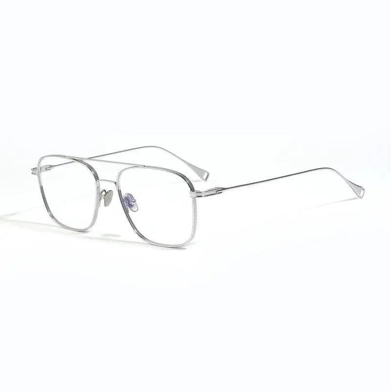 Unisex Square Full Rim Titanium Double Bridge Prescription Glasses 49015 — view 3 | Rx Spectacle