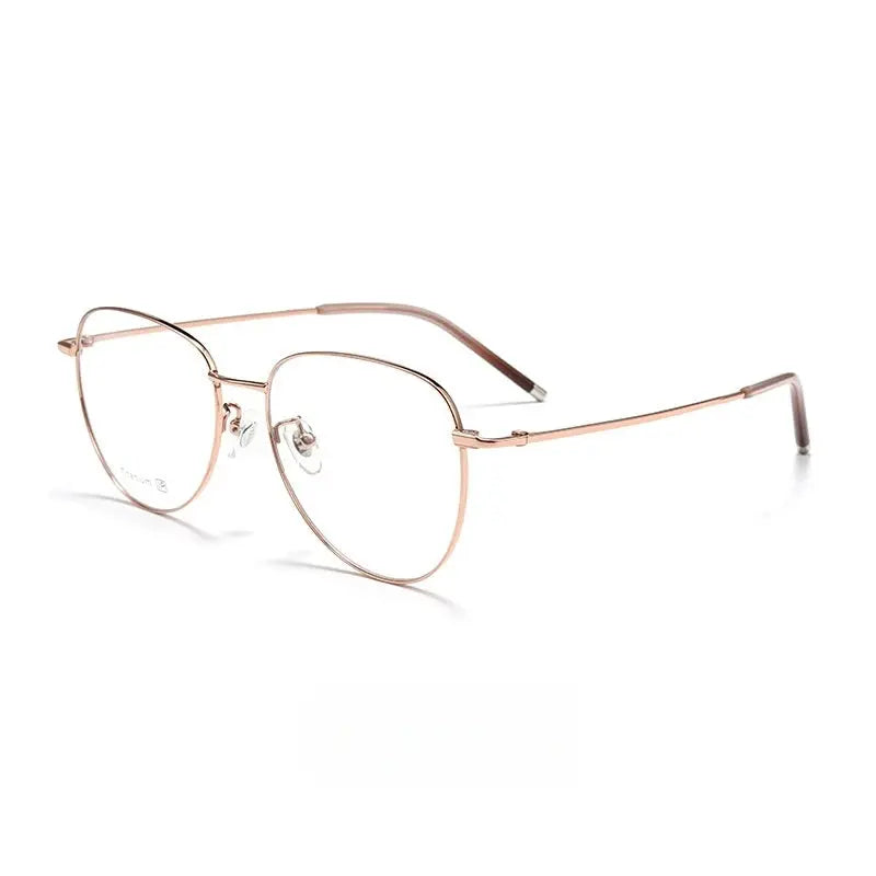 Unisex Oval Full Rim Titanium Flat Top Prescription Glasses 68201 — view 8 | Rx Spectacle