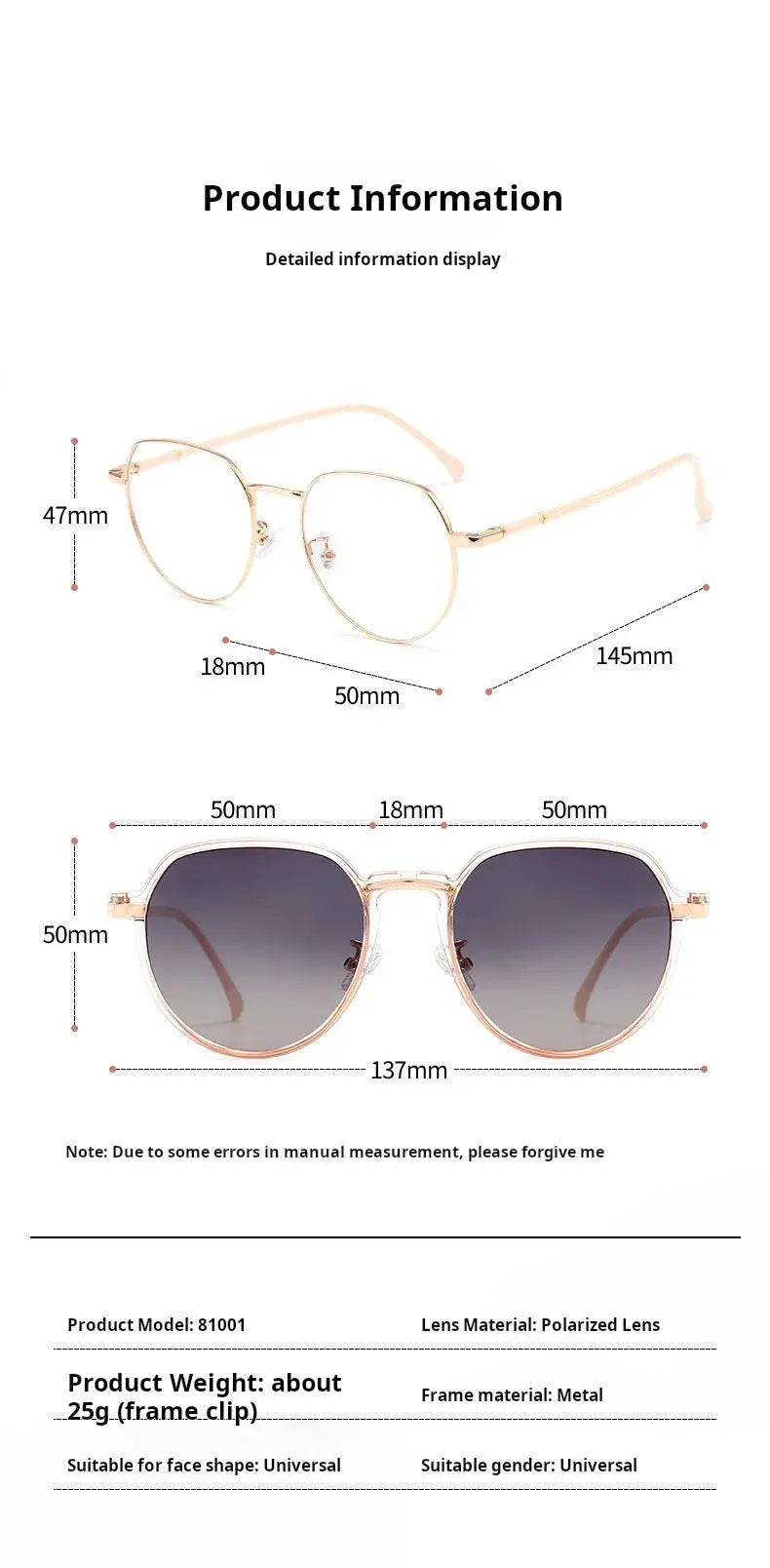 Women's Polygon Full Rim TR90 Clip-On Prescription Glasses 81001 — view 2 | Rx Spectacle