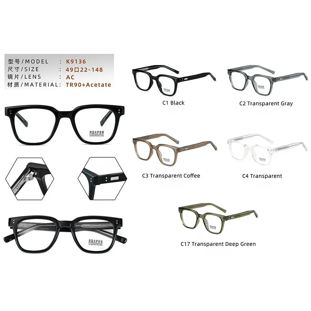 Unisex Square Full Rim TR90 Prescription Glasses Y9136 — view 3 | Rx Spectacle