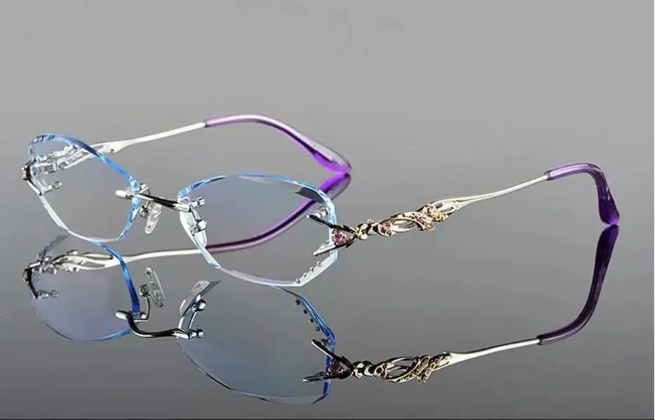 Women's Oval Rimless Titanium Prescription Glasses 28036 — view 4 | Rx Spectacle