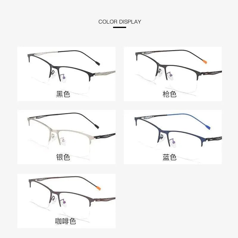 Unisex Square Semi-Rimless Alloy Prescription Glasses P8836 — view 11 | Rx Spectacle