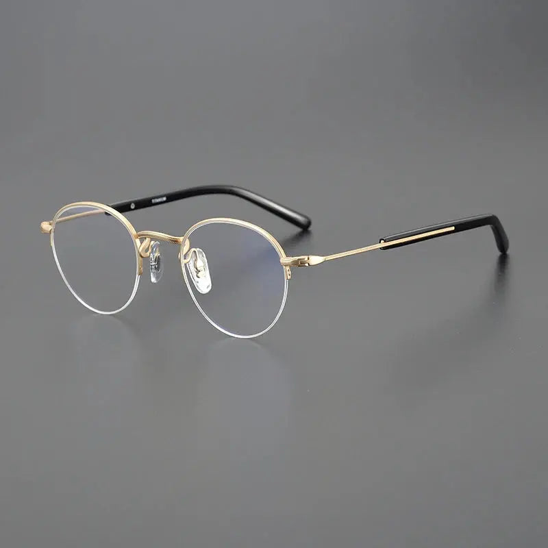 Unisex Oval Semi-Rimless Titanium Prescription Glasses 517110 — view 3 | Rx Spectacle