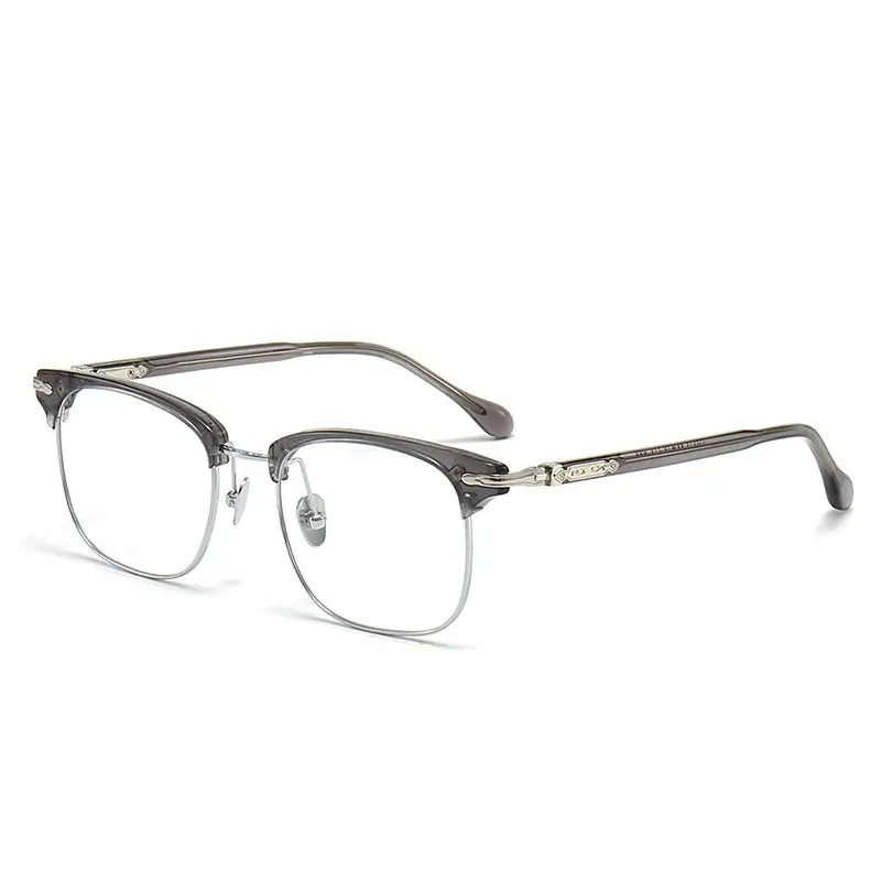 Unisex Square Full Rim Titanium Prescription Glasses M2049 — view 8 | Rx Spectacle